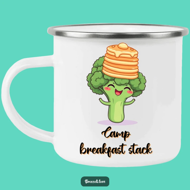Funny Pancake Broccoli Giggle Camping Mug - Campfire Breakfast Laughs Gift