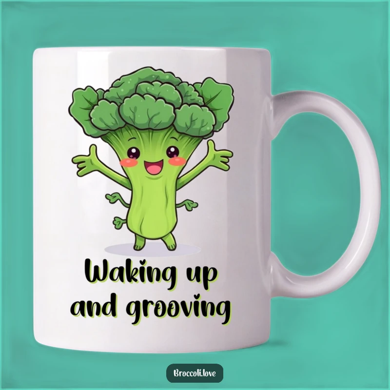 Funny Dancing Broccoli Stalk Mug - Joyful Veggie Groove Gift