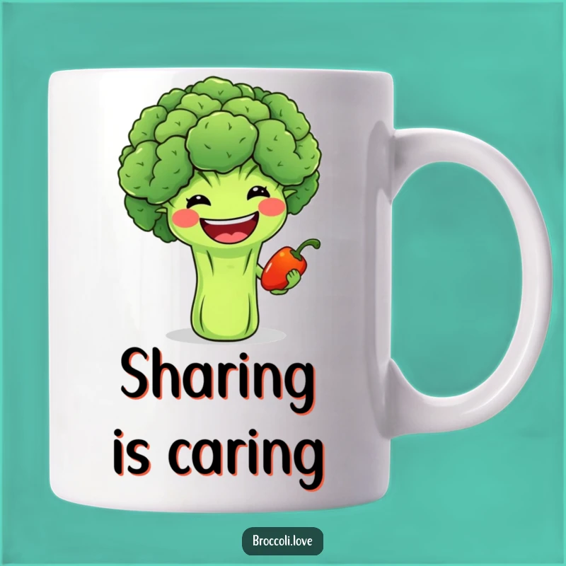 Funny Grinning Broccoli & Pepper Mug - Friendly Veggie Gift