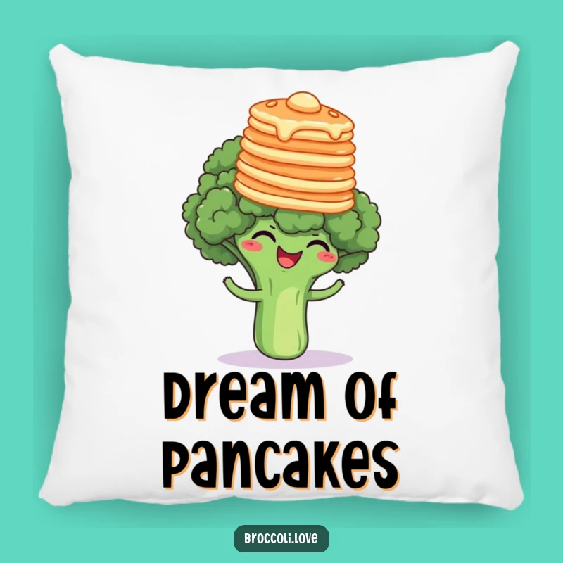 Funny Pancake Broccoli Giggle Pillow - Cozy Comedic Breakfast Decor Gift
