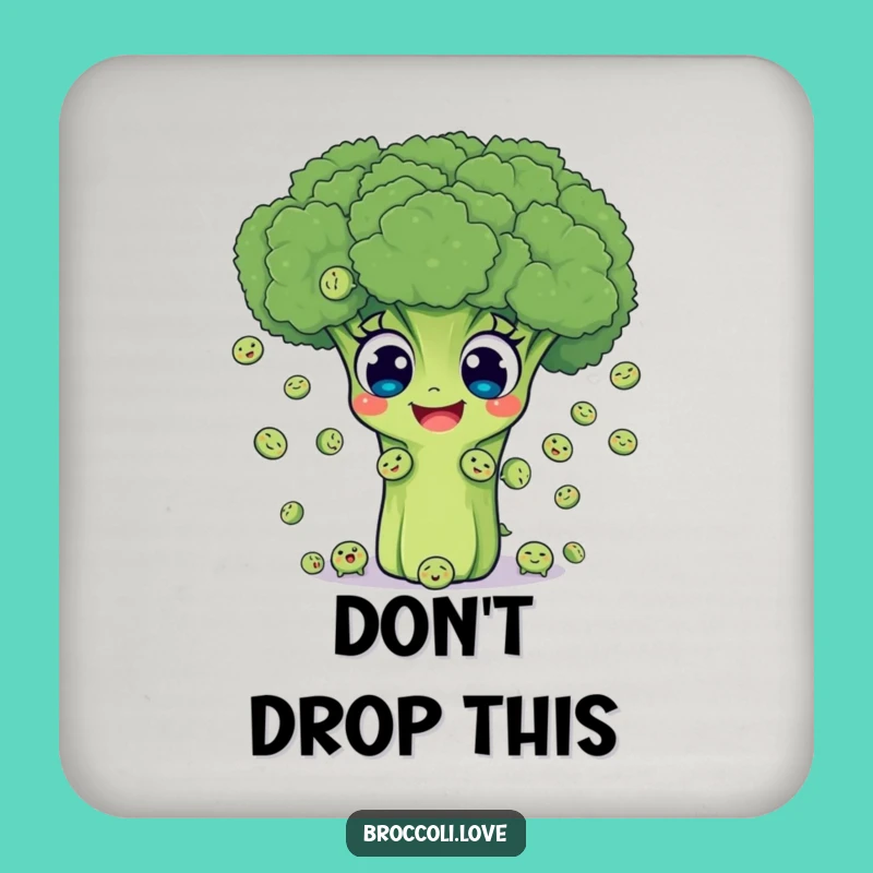 Funny Broccoli Juggling Peas Coaster - Protect Surfaces with Humor