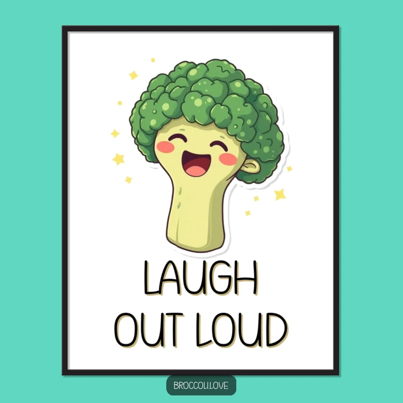 Funny Laughing Broccoli Poster - Bursting with Joyful Wall Art