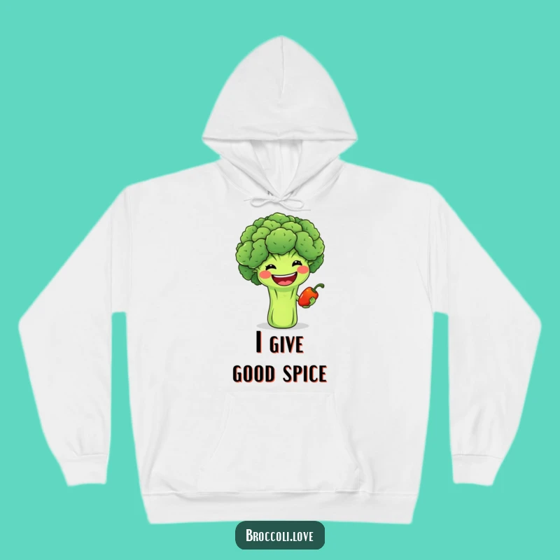 Funny Grinning Broccoli & Pepper Hoodie - Cozy Veggie Friendship