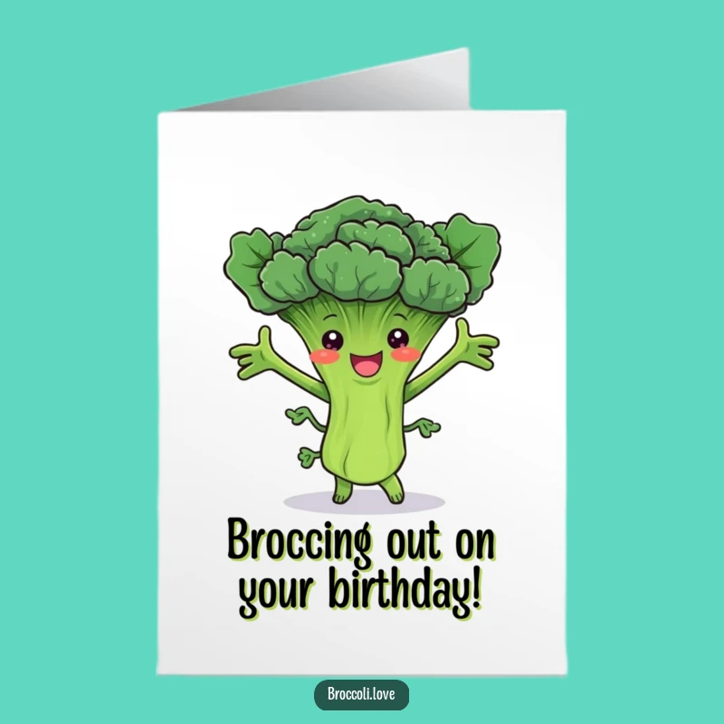 Free Printable Birthday Card: Dancing Broccoli, Joyful Downloadable Gift for Laughs