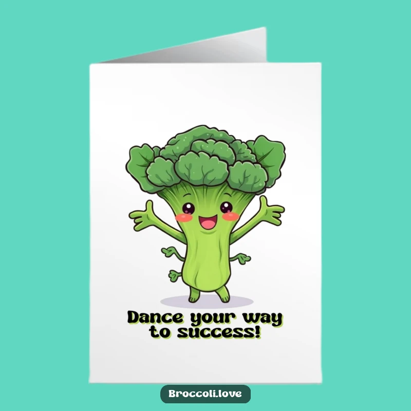 Free Printable Congrats Card: Dancing Broccoli Cheer, Fun Downloadable Celebration Gift