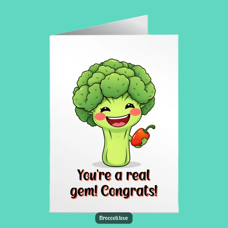 Free Printable Congrats Card: Broccoli's Cheerful Gift, Fun Downloadable Celebration