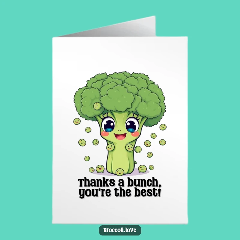 Free Printable Thank You Card: Funny Broccoli Juggling Peas, Heartfelt Downloadable Gift